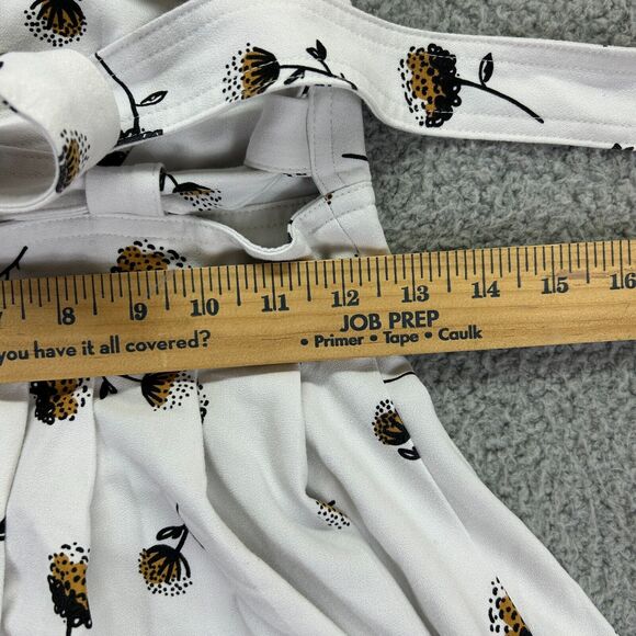 Free People White Floral Print V Neck Skater Style Dress Size 0 - Picture 7 of 8